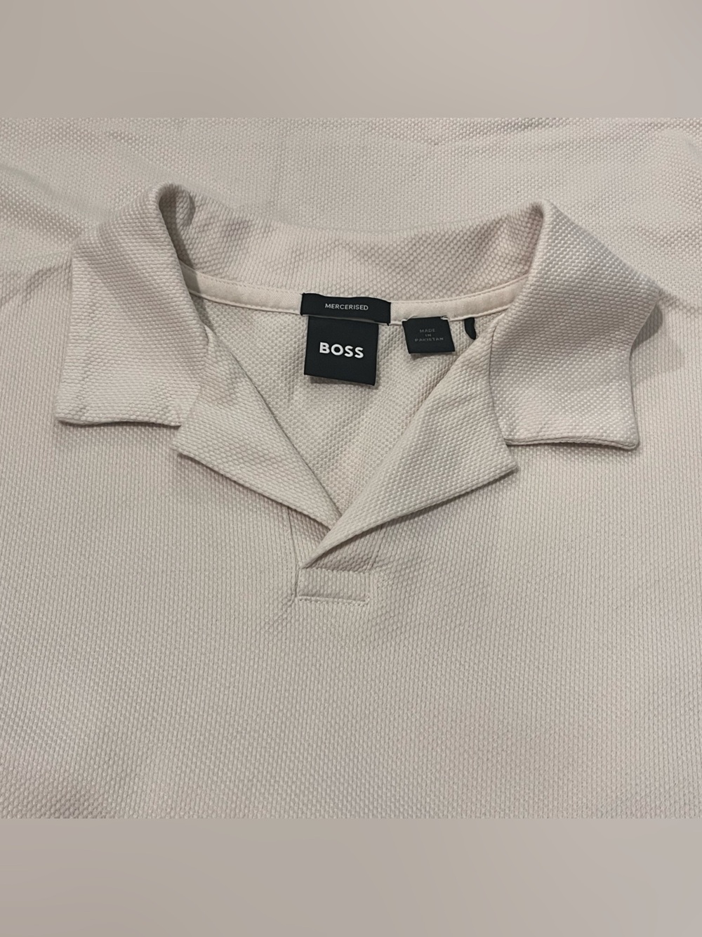 Hugo Boss Mercerised 100% Cotton Polo Shirt M Medium Off White Cream $249 EUC